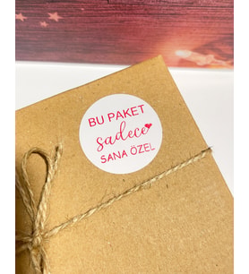 Bu Paket Sadece Sana Özel Kırmızı Yazılı Yuvarlak Yapışkanlı Etiket 4x4 cm 120 Adet