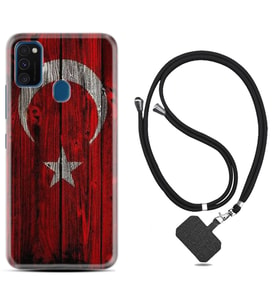 Samsung M21 M22 M23 M30 M31S M32 Kılıf Boyun Askılı Silikon Şanlı Türk Bayrağı 2 1317
