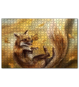 Cakapuzzle Canavar Tilki ve Kelebekler  Puzzle Yapboz MDF (Ahşap) (120 Parça)