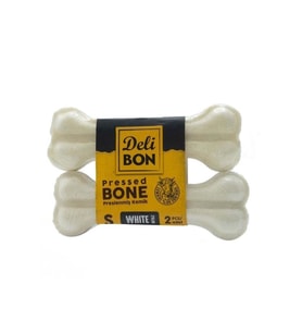 Beyaz Deri Köpek Çiğneti Pres Kemik 2x12cm
