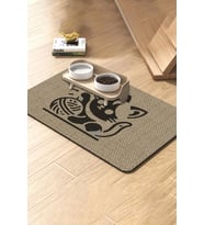MAtGo Pati Süper Mood Deri Yumaklı Kedi Krem Beslenme Matı Kaymaz Kedi Köpek Mama Paspası 50x70cm