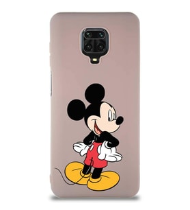 Xiaomi Redmi Note 9 Pro Soft Premier Kapak Mickey Mouse-D Tasarımlı Silikon Kılıf - Pudra (Şeffaf)