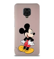 Xiaomi Redmi Note 9 Pro Soft Premier Kapak Mickey Mouse-D Tasarımlı Silikon Kılıf - Pudra (Şeffaf)