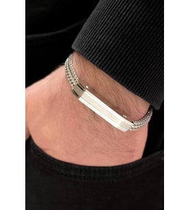 319L Çelik Erkek Bileklik Balıksırtı Kordon Silver Renk Baget Oval Kesim Kararmaz 22 cm (Gümüş)