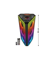 Full Panel RGB Işıklı Dev Parti Speaker Çift Mikrofonlu Profesyonel Karaoke Bluetooth Ses Sistemi (Siyah)
