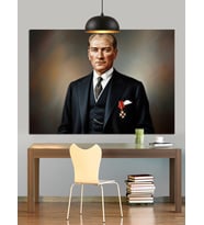 Mustafa Kemal Atatürk Portesi Dekoratif Kanvas - Mdf Ahşap Tablo