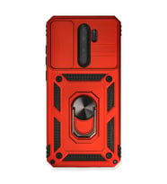 Xiaomi Redmi Note 8 Pro Kılıf Pars Lens Yüzüklü Silikon - Kırmızı