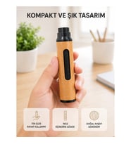 Mey İthalat® Taşınabilir Dumansız Mini Küllük Ahşap Görünümlü 3 Farklı Uçlu Kompakt Tasarım