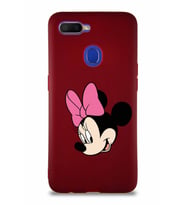 Oppo A5S Soft Premier Kapak Minnie Mouse-B Tasarımlı Silikon Kılıf - Mürdüm (Şeffaf)