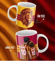 Çiftlere Özel İsim Ve Numara Baskılı Sarı Kırmızı Tasarımlı Kupa Bardak - Hediyelik