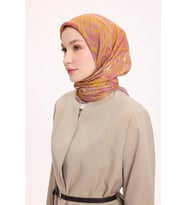 Dört Mevsim Antik Motif Viskon Velora Eşarp 6420 (A.Lila)