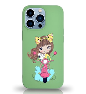 Apple iPhone 13 Pro Uyumlu Lansman Kılıf Vespagirl Tasarımlı Altı Kapalı İçi Kadife Kaplı  Kapak (Şeffaf)