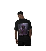 Purple world baskılı kaliteli unisex oversize T-shirt (Siyah)