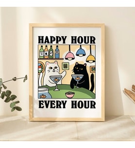Kedi Martini Baskısı, El Yapımı Posterler, Hostes Hediyeleri, Martini Baskısı, Kokteyl Baskısı