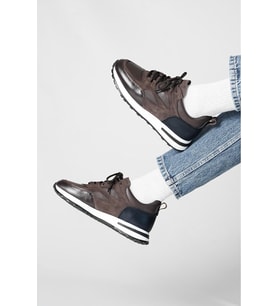 Shoetyle - Kahverengi Hakiki Deri Bağcıklı Erkek Sneaker 115-K511