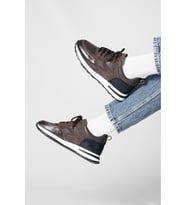 Shoetyle - Kahverengi Hakiki Deri Bağcıklı Erkek Sneaker 115-K511