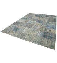 Mavi El Dokuma Halı Denim Tonlarında Eskitme Stil Salon Halısı Modern Yatak Odası Dekoratif Tasarım