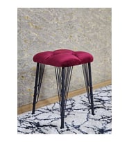 Kare Siyah Boyalı Telli Ayaklı Tabure - Oturak - Bar Taburesi - Ayaklı Tabure Bordo Renk 33 x 48 Boyut/Ebat (Çok Renkli)