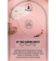 Ay Taşı Çakra Doğal Taş Kolye - Akik, Sitrin, Amazonit, Yeşim, Ametist, Lapis