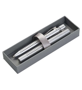 Faber-Castell Versatil Kalem ve Tükenmez Kalem Grip 2011 Set Gümüş