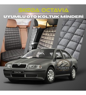 Skoda Octavia Antrasit Renk Tay Tüyü Cepli & Terletmez Sırtlı Oto Koltuk Minder Seti - Koltuk Koruma Kılıfı (ÖN & ARKA TAM SET)