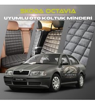 Skoda Octavia Antrasit Renk Tay Tüyü Cepli & Terletmez Sırtlı Oto Koltuk Minder Seti - Koltuk Koruma Kılıfı (ÖN & ARKA TAM SET)