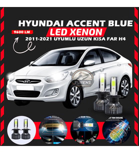 Hyundai Accent Blue 2011-2021 Uzun-Kısa Far Uyumlu Şimşek Etkili Led Xenon Pro Series H4