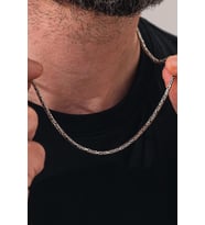 GÜMÜŞ 2.25 MM ERKEK KRAL KİNG KARE MODEL OKSİTLİ KARARTMALI ZİNCİR KOLYE