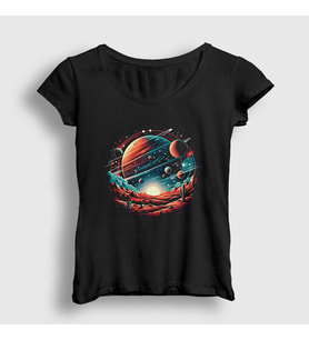 Presmono Kadın Siyah Desert Space View Uzay T-Shirt 434853tt