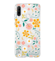 Huawei P30 Lite Uyumlu Kapak Flowers Tasarımlı Şeffaf Silikon Kılıf