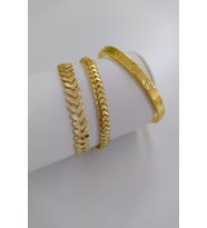 Kadın Gold Renk Kılçık Model Tırtıl Model Düz Crt Model  Kararmaz Çelik Kombin Bileklik