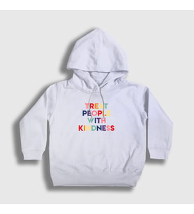 Presmono Unisex Çocuk Beyaz Treat People With Kindness Harry Styles Kapüşonlu Sweatshirt 318841tt (Beyaz)