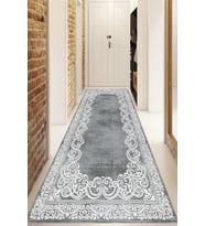Dijital Baskılı Kaymaz Taban Yıkanabilir Modern Yolluk Ve Koridor Halısı NDU-Hk-105 (Gri)
