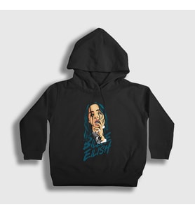Presmono Unisex Çocuk Siyah Over Billie Eilish Kapüşonlu Sweatshirt 154542tt