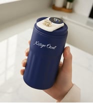 Kişiye Özel Dijital Isı Göstergeli 304 Çelik Termos Mug  İsim Baskılı 400 ml Kupa  5 Renk Seçeneği (Mavi)
