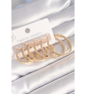 Pirinç Gold Renk İnci Halka Model Kadın Küpe Seti (Karışık)