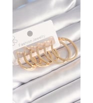 Pirinç Gold Renk İnci Halka Model Kadın Küpe Seti (Karışık)