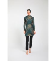 Chelly Kadın Likralı Tam Kapalı Tesettür Mayo (Boru Paça Alt) S 3730 - S 3735 (Yeşil)