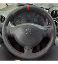 DİKİŞLİ DİREKSİYON KILIFI KARBON / NOKTA DERİ KIRMIZI YÜZÜK KIRMIZI DİKİŞLİ PEUGEOT PARTNER İÇİN