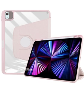 Apple iPad Air 13inç M2/M3 Kılıf Termik Kalem Bölmeli Dönebilen Standlı Case A28 (Pembe)