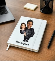 Kişiye Özel Sevgili Karikatürlü Defter – Fotoğraflı Çift Tasarım, İsimli Romantik Hediye