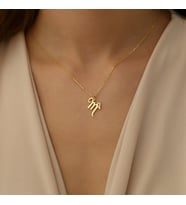 Kişiye Özel 925 Ayar Gümüş Kelebek Detaylı Tasarım Harf Kolye (Gold)