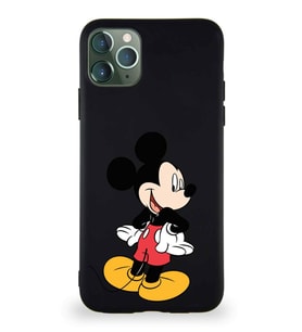 Apple iPhone 11 Pro Max Soft Premier Kapak Mickey Mouse-D Tasarımlı Silikon Kılıf - Siyah (Şeffaf)