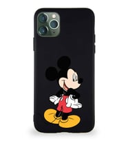 Apple iPhone 11 Pro Max Soft Premier Kapak Mickey Mouse-D Tasarımlı Silikon Kılıf - Siyah (Şeffaf)