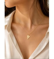 Kişiye Özel Pizza Dilimi Kolye 925K Gümüş (Gold)