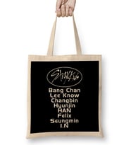 KPop Stray Kids Logo and Members Name Bez Çanta Uzun Saplı