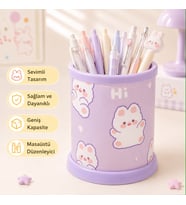 Kawaii Teddy Ayıcık Rabbit Tavşan Desenli Masaüstü Kalemlik Organizer – Geniş Kapasiteli Sevimli Kırtasiye Düzenleyici