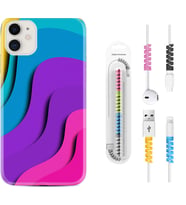 Apple iPhone 11 12 13 Mini Kılıf Kablo Koruma Spiral Silikon Renk Cümbüşü 1631