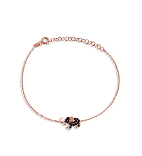 925 Ayar Gümüş Siyah Taşlı Rose Fil Bileklik - B048201