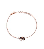 925 Ayar Gümüş Siyah Taşlı Rose Fil Bileklik - B048201
